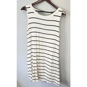 Dear Apple white striped open back swing lined tank dress size medium